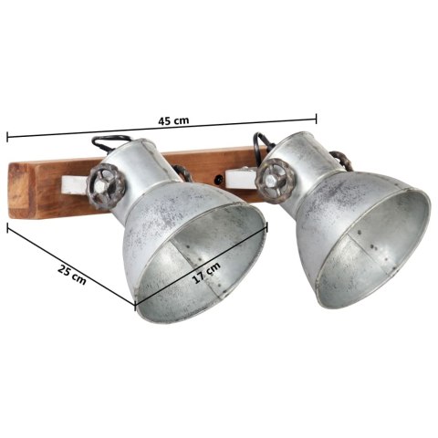 VidaXL Industrialna lampa ścienna, srebrna, 45x25 cm, E27