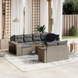 VidaXL 11-cz. zestaw mebli ogrodowych z poduszkami, szary rattan PE