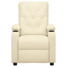 VidaXL Fotel masujący, kremowy, obity sztuczną skórą