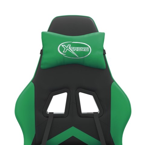 VidaXL Obrotowy fotel gamingowy z podnóżkiem, czarno-zielony