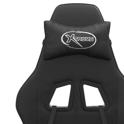 OBROTOWY FOTEL GAMINGOWY Z PODNÓŻKIEM CZARNY SZTUCZNA SKÓRA