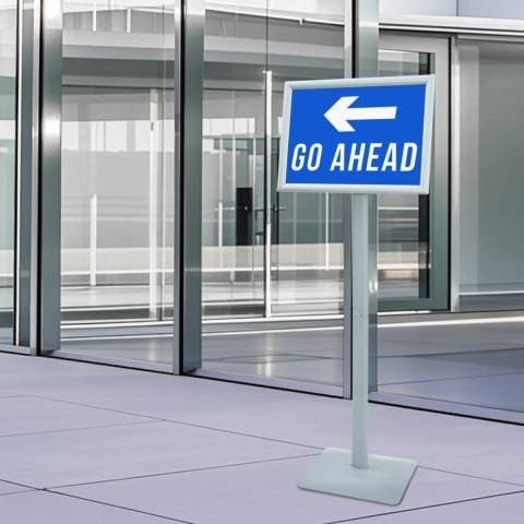 VidaXL Stojak na plakaty Srebrny 32,5 x 27 x 126 cm PVC i żeliwo