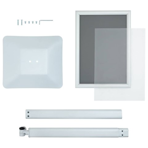 VidaXL Stojak na plakaty Srebrny 32,5 x 27 x 126 cm PVC i żeliwo