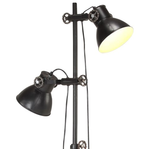 VidaXL Lampa podłogowa z 2 kloszami, czarna, E27, żeliwo