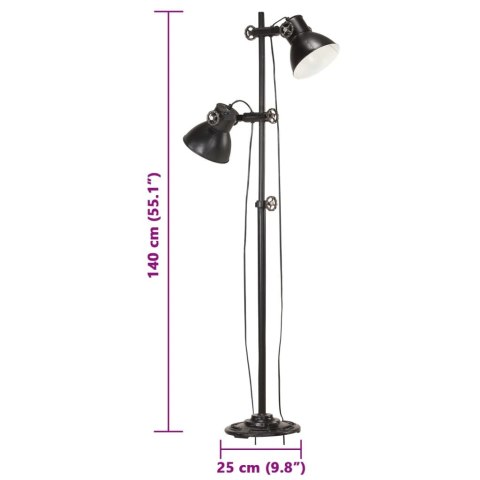VidaXL Lampa podłogowa z 2 kloszami, czarna, E27, żeliwo