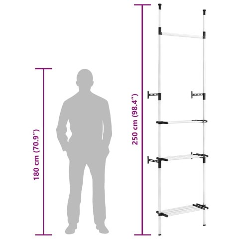 TELESKOPOWY SYSTEM Z PÓŁKĄ I DRĄŻKAMI DO GARDEROBY ALUMINIOWY