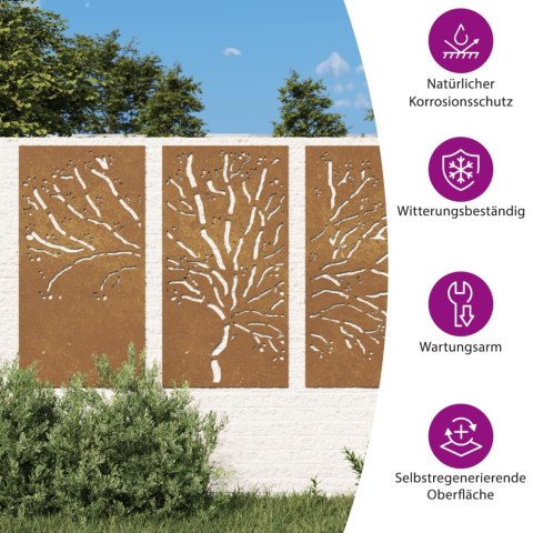 OGRODOWA DEKORACJA ŚCIENNA 3 CZ. 105X55CM STAL KORTENOWSKA