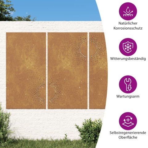 OGRODOWA DEKORACJA ŚCIENNA 3 CZ. 105X55CM STAL KORTENOWSKA