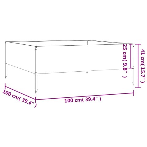 PODWYŻSZONA DONICA 100X100X41CM STAL KORTENOWSKA