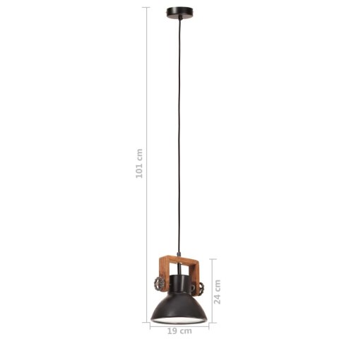 VidaXL Industrialna lampa wisząca, 25 W, czarna, okrągła, 19 cm, E27