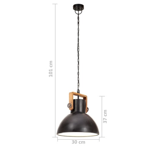VidaXL Industrialna lampa wisząca, 25 W, czarna, okrągła, 30 cm, E27