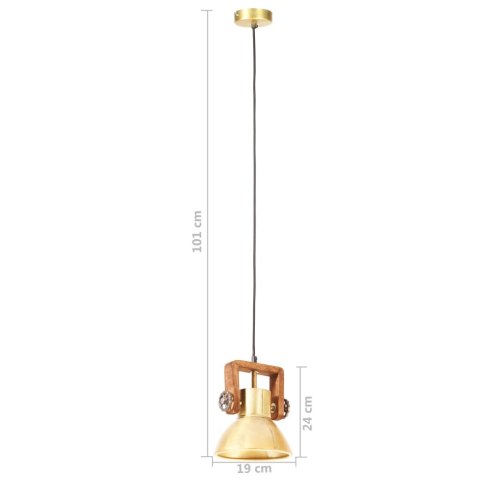 VidaXL Industrialna lampa wisząca, 25 W, mosiężna, okrągła, 19 cm, E27