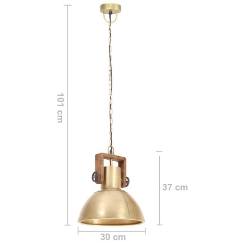 VidaXL Industrialna lampa wisząca, 25 W, mosiężna, okrągła, 30 cm, E27