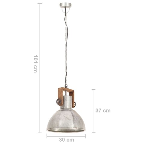 VidaXL Industrialna lampa wisząca, 25 W, srebrna, okrągła, 30 cm, E27