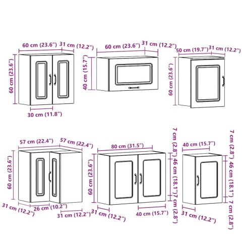 ZESTAW SZAFEK KUCHENNYCH KALMAR 11-CZĘŚCIOWY DĄB ARTISAN