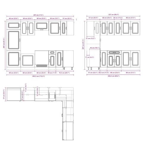 ZESTAW SZAFEK KUCHENNYCH KALMAR 14-CZĘŚCIOWY DĄB ARTISAN