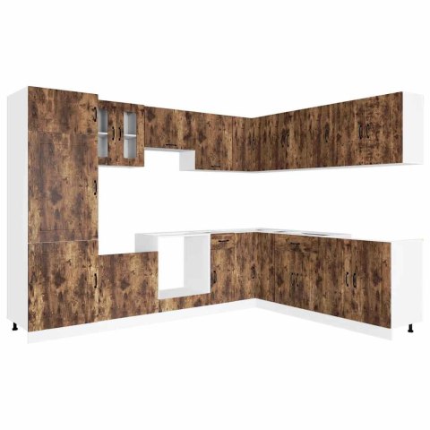 ZESTAW SZAFEK KUCHENNYCH KALMAR 14-CZĘŚCIOWY PRZYDYMIONY DĄB