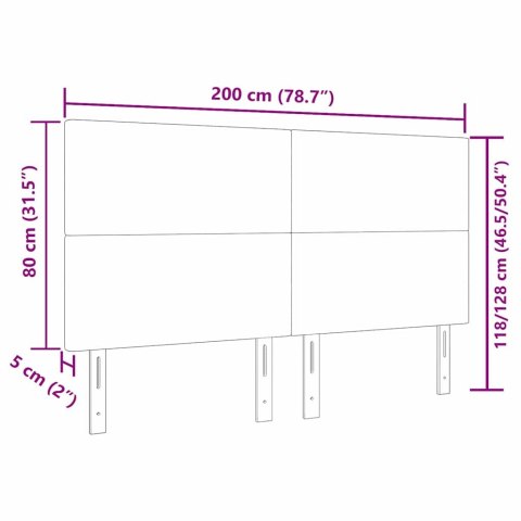 VidaXL Wezgłowie LED Ze LED Lights Jasnoszary 200 cm Poliester