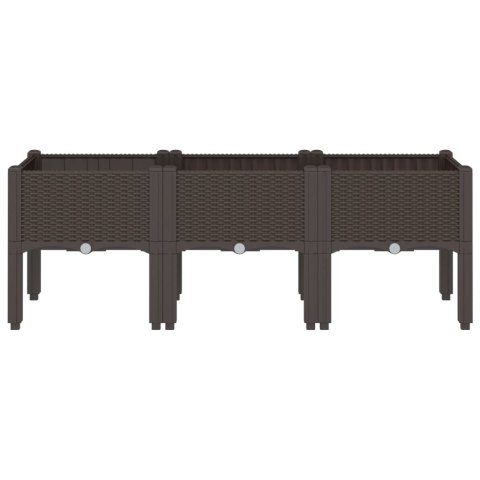 VidaXL Donica ogrodowa z nóżkami, brązowa, 120x40x42 cm, PP