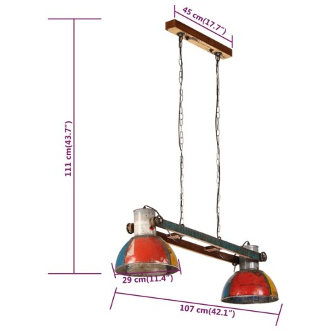 VidaXL Industrialna lampa wisząca, 25 W, kolorowa, 111 cm, E27