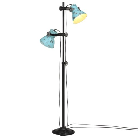 VidaXL Lampa stojąca, 25 W, postarzany niebieski, 25x25x90/140 cm, E27