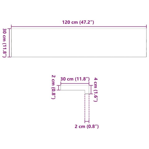 PARAPETY 2 SZT. SUROWE 120X30X2CM LITE DREWNO DĘBOWE
