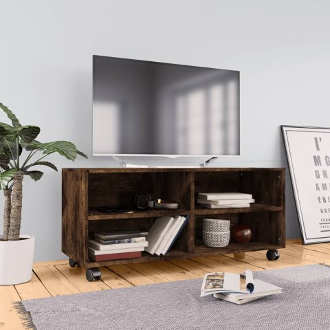 SZAFKA POD TV NA KÓŁKACH PRZYDYMIONY DĄB 90X35X35CM