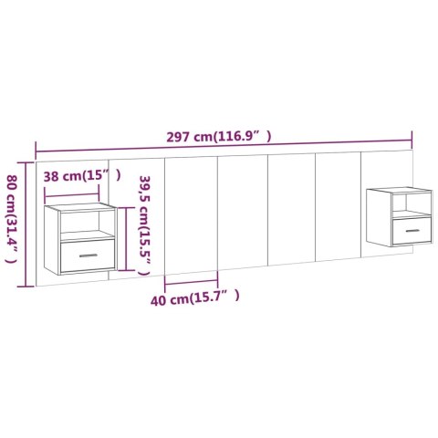 WEZGŁOWIE Z SZAFKAMI SZAROŚĆ BETONU