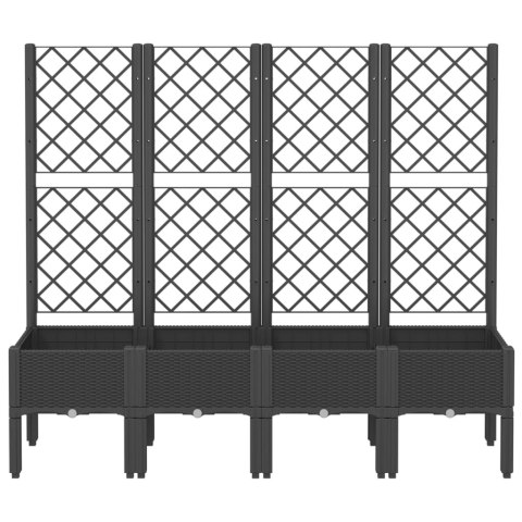 VidaXL Donica ogrodowa z kratką, czarna, 160x40x142 cm, PP