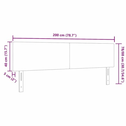 VidaXL Wezgłowie LED Ze LED Lights Szary zielony 200 cm Poliester