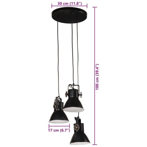 VidaXL Lampa wisząca, 25 W, czarna, 30x30x100 cm, 17 cm, E27