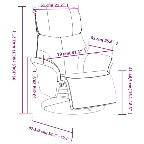 VidaXL Rozkładany fotel z podnóżkiem, szary, sztuczna skóra