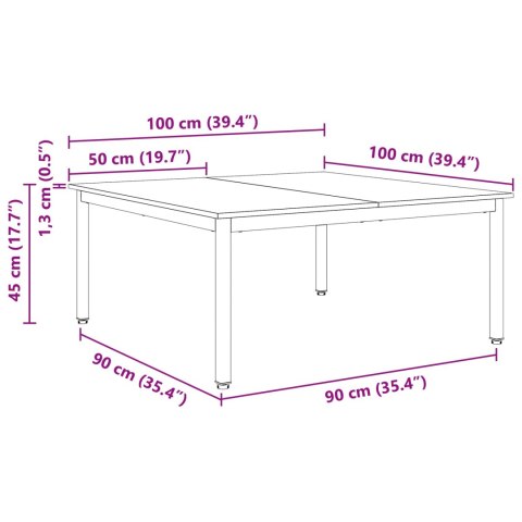 STOLIK KAWOWY BIAŁY 100X 100X 45CM LITE DREWNO SOSNOWE