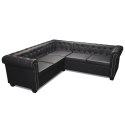 VidaXL Sofa Chesterfield, pięcioosobowa, czarna, sztuczna skóra