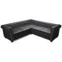 VidaXL Sofa Chesterfield, pięcioosobowa, czarna, sztuczna skóra