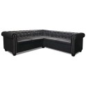 VidaXL Sofa Chesterfield, pięcioosobowa, czarna, sztuczna skóra