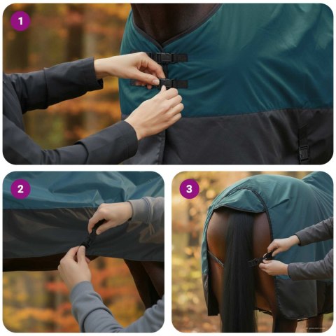 Koc dla Koni Ciemna Zieleń i Czerń 125CM