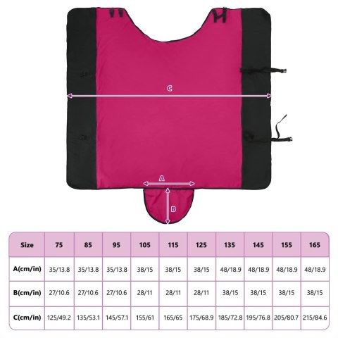 DERKA DLA KONIA 145 CM WODOODPORNA ODDYCHAJĄCA RÓŻOWA CZARNA KLAPA OGON