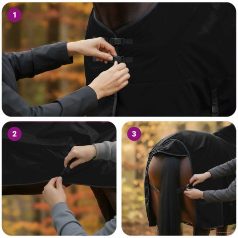 Koc dla Koni Ciemna Zieleń i Czerń 145CM