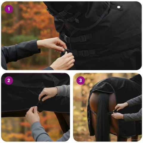 Koc dla Koni Ciemna Zieleń i Czerń 145CM