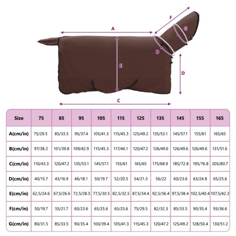 DERKA DLA KONIA 205X233 CM CIEMNY BRĄZ ZIMOWA CIEPŁA ODDYCHAJĄCA MOCNA 1,5KG