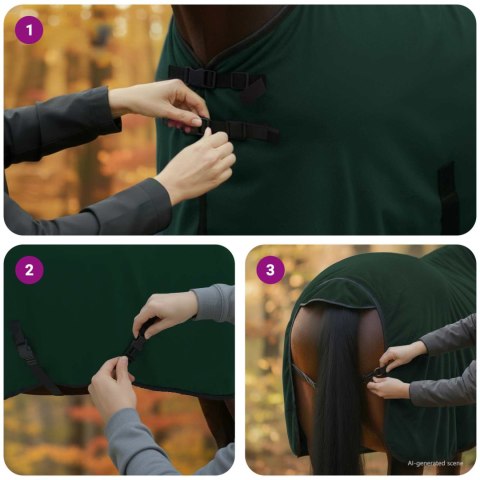 Koc dla Koni Pełny ciemnozielony