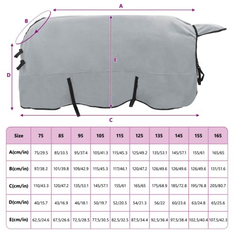 DERKA DLA KONIA 185X213 CM JASNOSZARA RÓŻOWA ZIMOWA CIEPŁA ODDYCHAJĄCA MOCNA