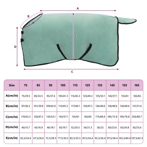 DERKA ZIMOWA DLA KONIA 155X173 CM KOC ZEWNĘTRZNY CIEPŁY POLIESTER LEKKI MOCNY