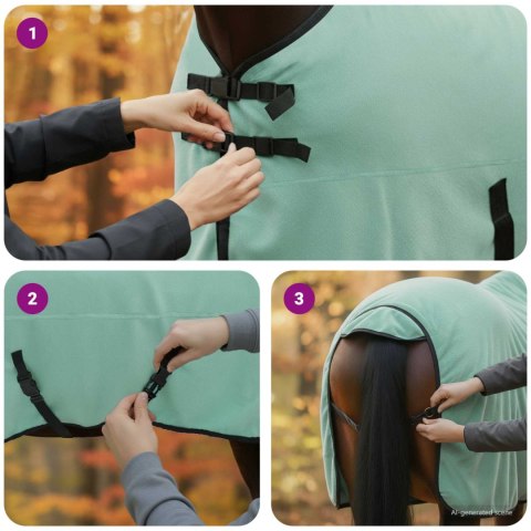 DERKA DLA KONIA ZIMOWA KOC 195X223 CM MOCNA CIEPŁA PADOKOWA ODDYCHAJĄCA