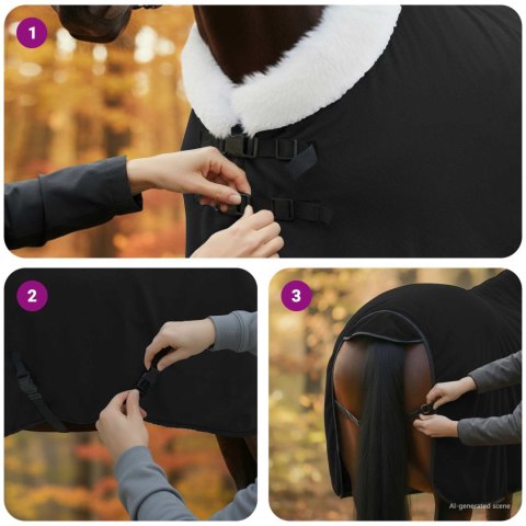 Koc dla Koni Czarny 115CM Polarowy