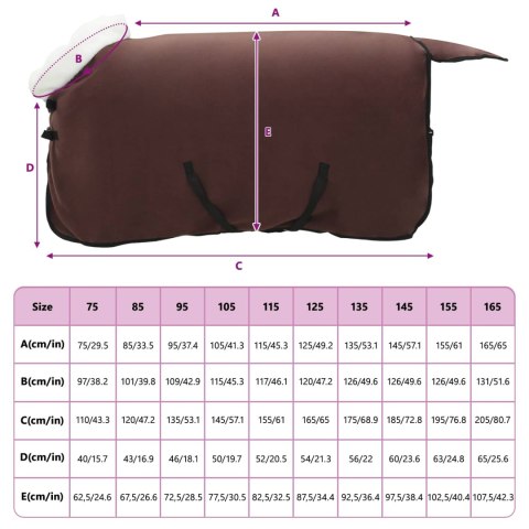 Koc dla Koni Pełny Ciemny Brąz 115CM Polarowy