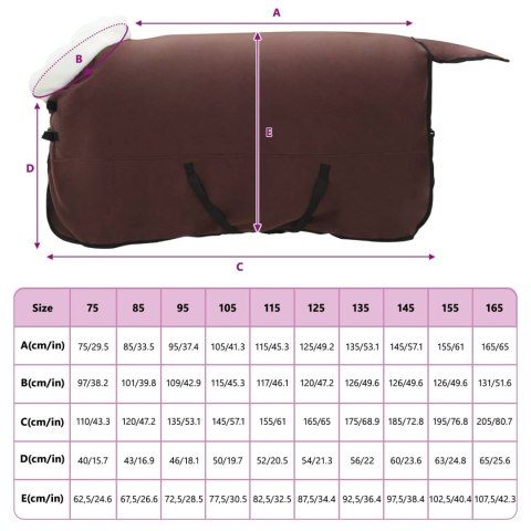 Koc dla Koni Pełny Ciemny Brąz 145CM Polarowy