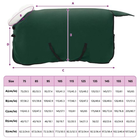 Koc dla Koni Pełny ciemnozielony 105CM Polarowy