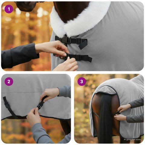 Koc dla Koni Pełny ciemnozielony 145CM Polarowy